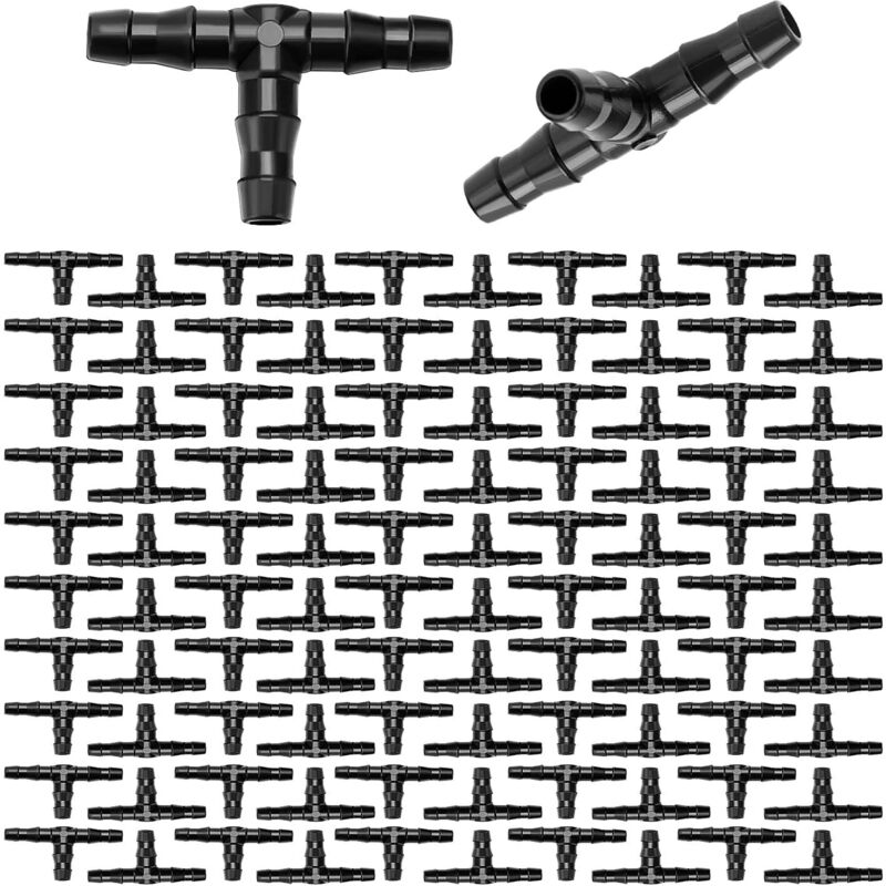 100 Stück 4/7 Mm Kunststoff-t-stück Rohrverbinder, T-verbinder Mit Widerhaken Für Gartenschlauch, T-stück Für Tropfbewässerung, Für Gartenbewässerungssysteme, Rasen