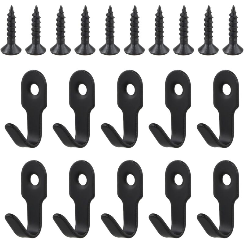10 Stück Einfache Schwarze Haken Wandhaken Aus Edelstahl Retro Mini Kleiderhaken Zum Schrauben Mit 10 Schrauben Für Tür, Wand, Badezimmer, Küche