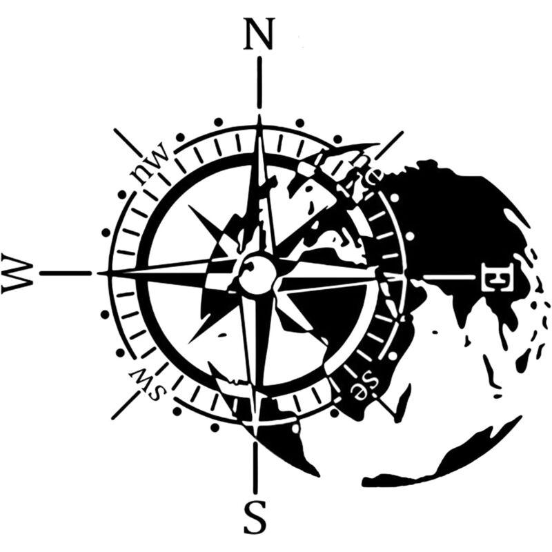 Kompass-silhouette-aufkleber, Kompass-aufkleber, Autoaufkleber - Kompass-motiv, Für Auto, Motorrad, Wohnwagen, Wohnmobil