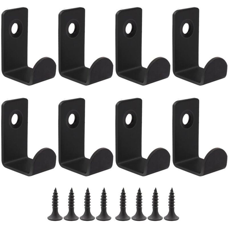 8er-set Wandhaken Aus Metall Zum Schrauben Für Schlafzimmer, Badezimmer, Wohnzimmer, Garderobe, Mäntel, Handtücher, Kleiderhaken (schwarz)