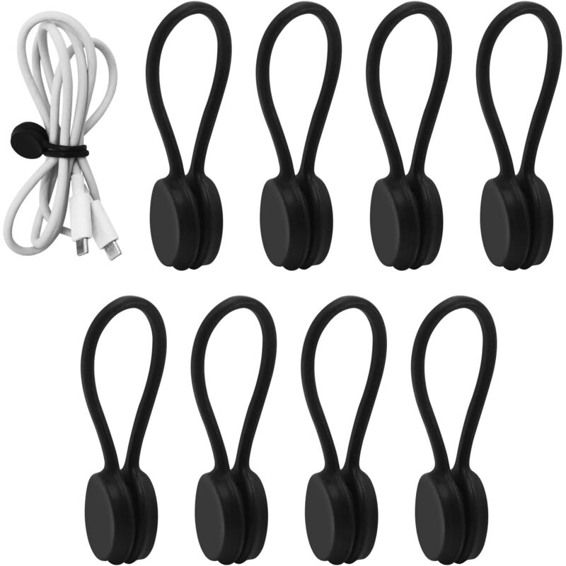 Set Mit 11 Verstellbaren Magnetischen Kabelclips, Silikon-kabelhalter Zum Organisieren Und Bündeln Von Drähten, Kopfhörerkabeln, Kabeln Und Ladegeräten