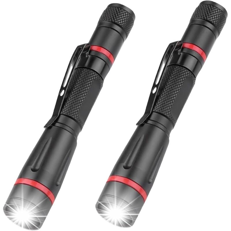 2er-set Mini-led-taschenlampen - Mit Clip - Zoombar - Wasserdicht - Für Wandern, Camping, Notfälle, Outdoor