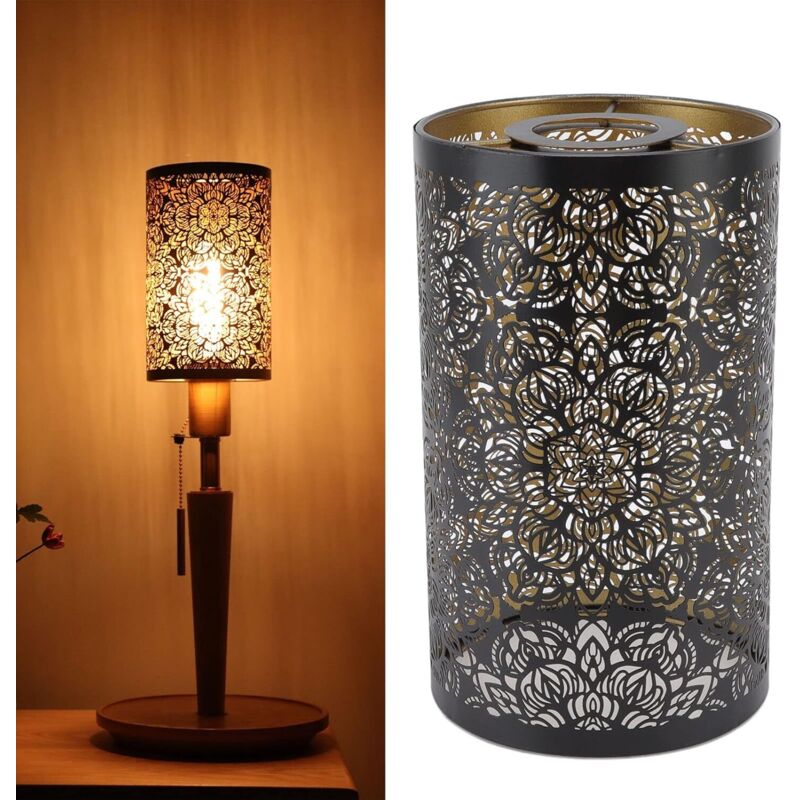 Lampenschirm Für Tischlampen, Hängelampenschirm Aus Metall, Dekorativer Zylindrischer Schirm Mit Skulpturalem, Durchbrochenem Eisenmuster, Hängender Lampenschirm Für Glühbirnen