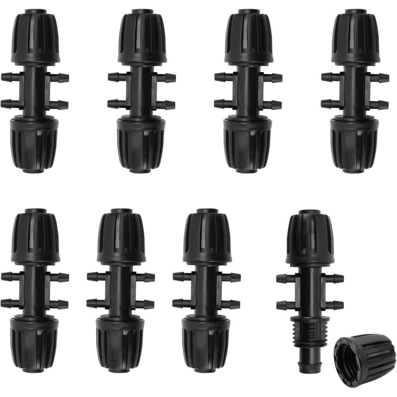 8er Set T-verbinder Mit Dornanschluss, 6-wege-gartenschlauchverbinder Für Bewässerungsschläuche Von 13/16 Mm Auf 4/7 Mm, Tropfbewässerungs-anschlussstück Für Garten Und Rasen