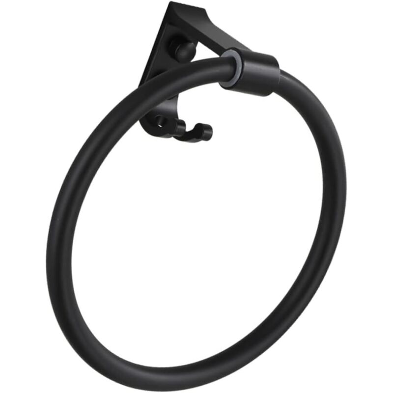Wandmontierter Handtuchhalter (1 Stück), Handtuchring, Wandbefestigung, Schwarzer Korb Mit Griff, Kleiderhaken, Wandbefestigung, Aluminium