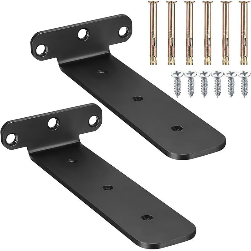 2 Stück 200 Mm Wandregalhalter, L-förmige Schwebende Regalträger, Schwarze Metall-winkel, Unsichtbare Wandhalterung Für Regale Im Wohnzimmer, Küche Und Esszimmer