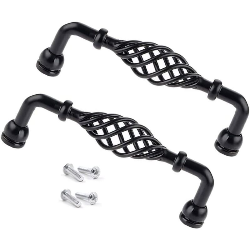 2 Stück Vintage Schwarze Möbelgriffe Für Die Küche, Metallgriffe Für Schränke, Türen Und Schubladen Im Badezimmer Und In Der Küche, 96 Mm (c)