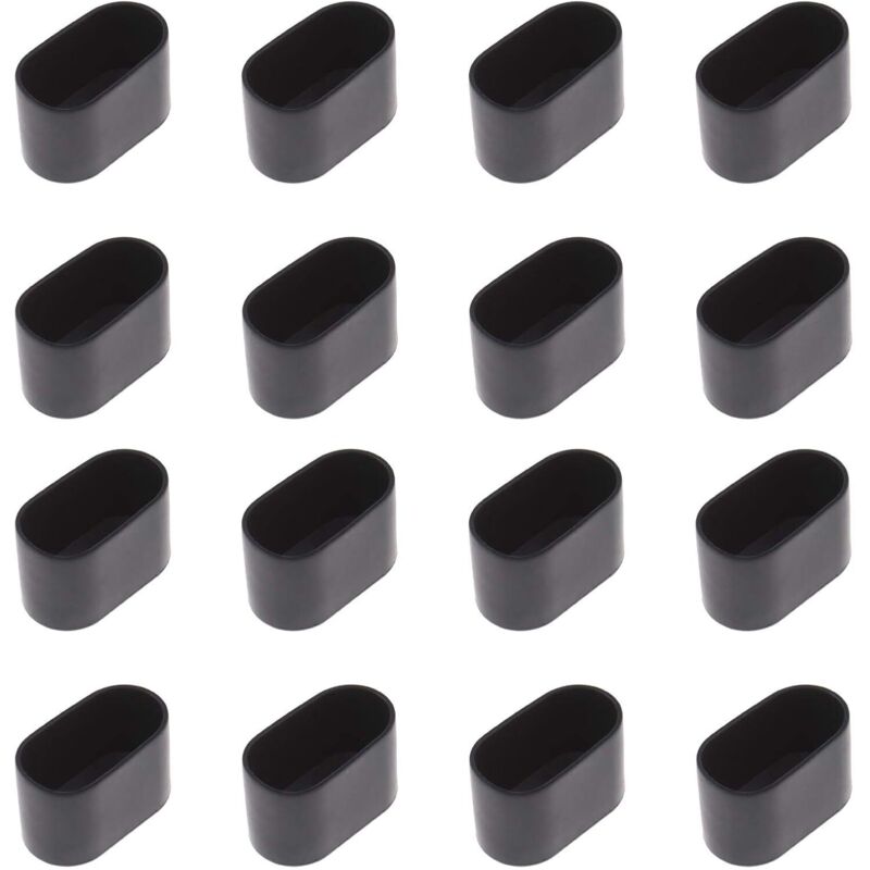16x Schwarze Stuhlbeinkappen, Flexible Gummischoner Für Ovale Tische Und Möbel, Kratzfest