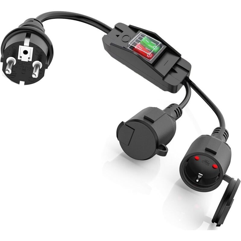 Verlängerungskabel Mit 2 Steckdosen, Ip44 Wasserdichte Steckdosen Für Den Innen- Und Außenbereich, Doppelsteckdose 3680w Mit Individuellem Schalter 250v/16a Für Zuhause, Büro Und Andere Anwendungen