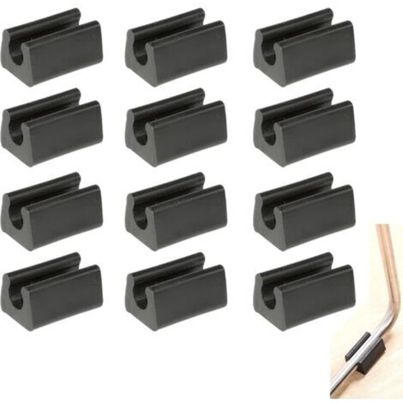 12er Set Stuhlgleiter Aus Kunststoff, U-förmige Fußkappen Zum Schutz Des Bodens, Silikon-stuhlbeinabdeckungen (10 Mm, Schwarz)