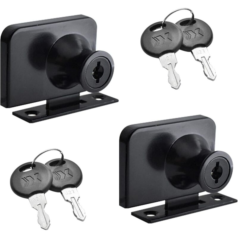 2er-set Glastürschlösser Aus Zinklegierung Für Glastüren Von Schränken Mit Doppelschlüssel, Öffnungsverriegelung Für Glastüren Mit 3 Bis 7 Mm Dicke (matt Schwarz)