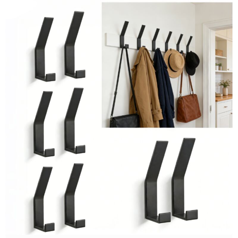 8 Wandhaken, Garderobenhaken Mit Unsichtbaren Schrauben, Moderne Kleiderhaken Für Jacken, Mäntel, Kleidung, Schals, Handtaschen Und Mehr (schwarz)
