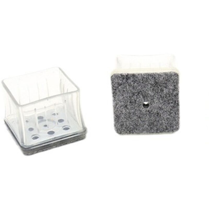 16 Stück Stuhlbeinschoner, Transparente Quadratische Silikon-stuhlkappen Mit Filzpolstern Und Metallring, Für Holzböden (quadratisch 24-29 Mm)