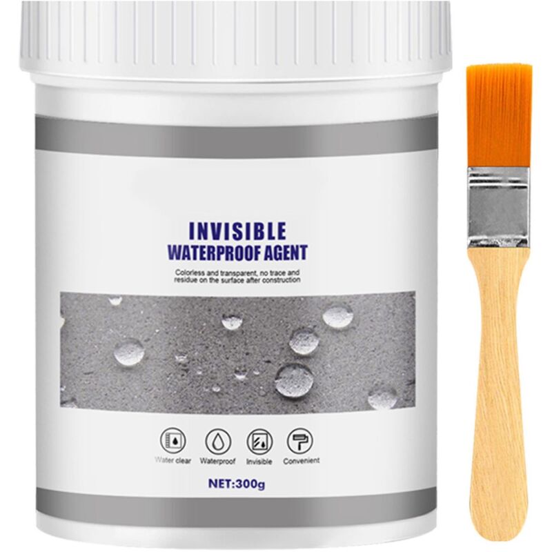 Sixrun Abdichtungsprodukt, Wasserdicht, Transparent, Auslaufsicher Und Isolierend Mit Pinsel Für Wandfliesen, Zement, Decke Und Dach (300g)