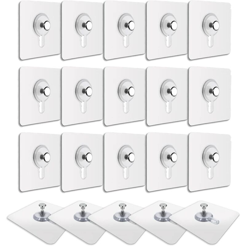 Set Aus 20 Transparenten Klebehaken – Befestigung Ohne Bohren Für Bilder Und Rahmen – Tragkraft 2 Kg – Einfache Installation Auf Glatten Oberflächen