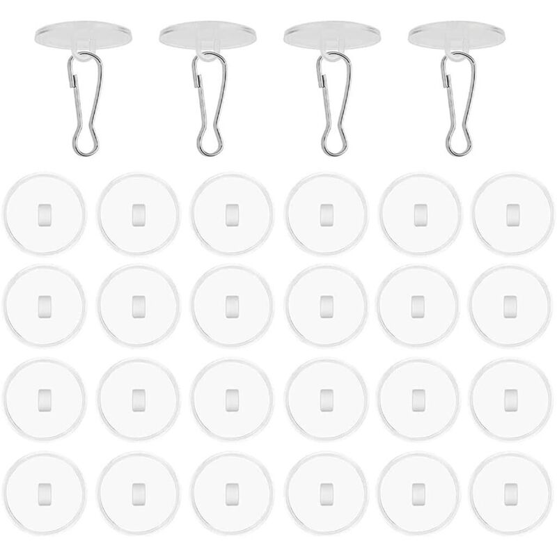 Set Aus 30 Transparenten, Selbstklebenden Deckenhaken Ohne Bohren, Deckenhalterungen Mit Clips Für Fahnenstangen, Dekorative Haken Zum Aufhängen Von Windspielen
