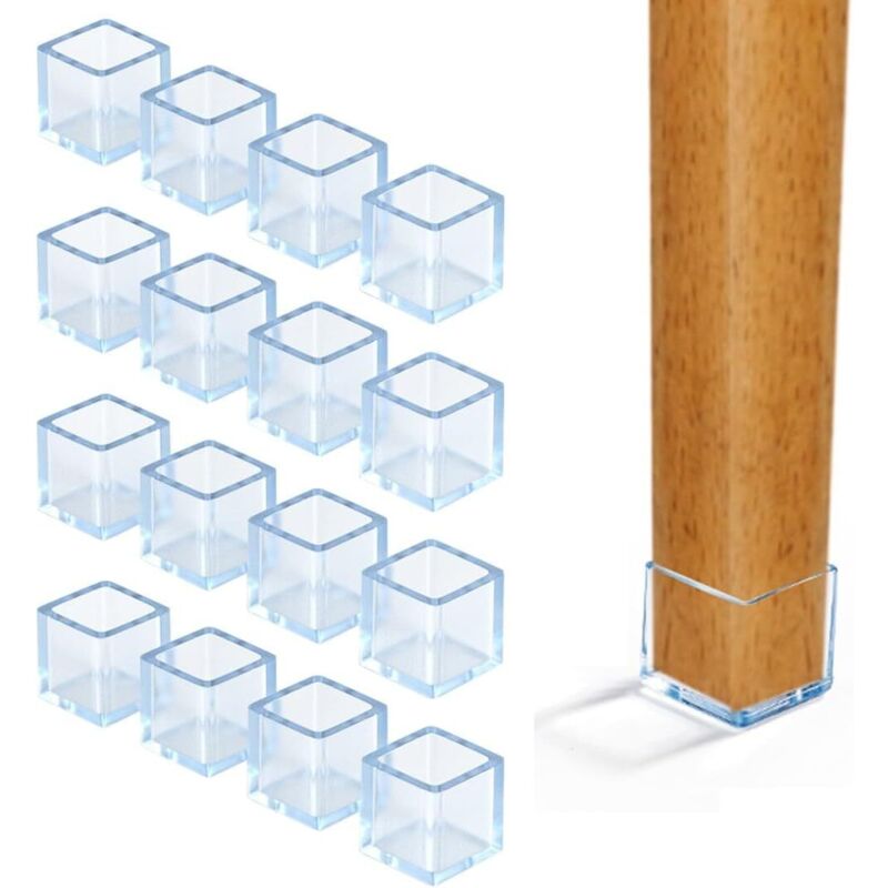 Set Aus 16 Quadratischen Silikon-bodenschonern Für Stuhlbeine, 20 X 20 Mm, Quadratische Stuhlbeinschoner, Tischbeinschutz