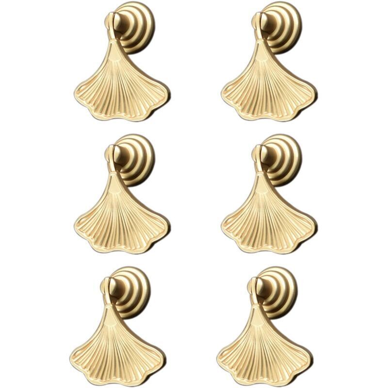 6-teiliges Set Ginkgo-blatt-knopfgriffe, Goldene Tropfenförmige Zuggriffe, Einlochige Schubladengriffe Für Schränke, Kleiderschränke Und Kommoden