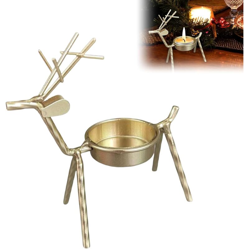 Set Aus 2 Dekorativen Kerzenhaltern In Form Kleiner Hirsche, Robuste Edelstahl-kerzenständer Für Romantisches Abendessen