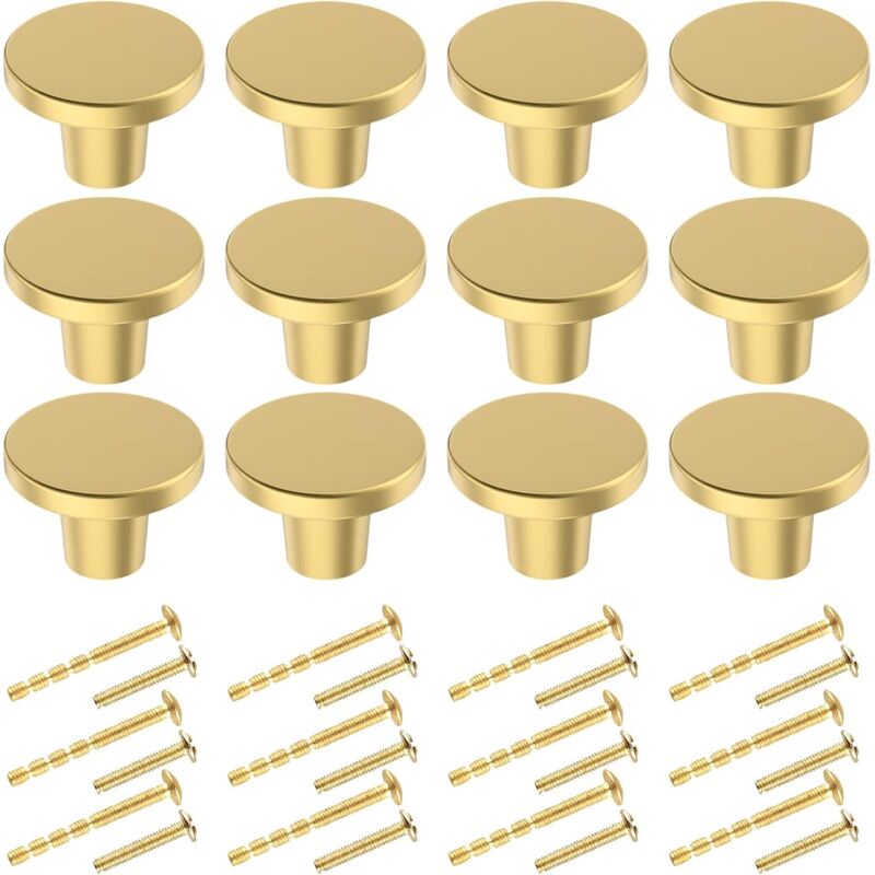 Türklinken, Runde Messing-möbelknöpfe, 20×25mm Vintage Goldene Möbelgriffe Für Kommode, Schrank, Möbel, Schranktür Mit Assorted Schrauben (12, Gold)