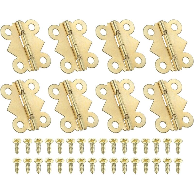 Mini-scharniere Für Schmuckkästchen, 24 Mm, 8 Stück 180-grad-mini-schmetterlingsscharniere Mit 32 Schrauben Für Schrank, Holzkiste, Schublade, Basteln, Goldfarben
