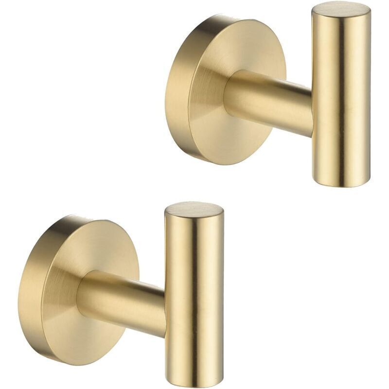 Goldene Handtuchhaken Aus Schwerem Edelstahl Sus304 Für Badezimmer, Bademantelhaken, Kleiderhaken, Geeignet Für Küche, Schwamm, Hotel, Pool, Rund, 2 Stück