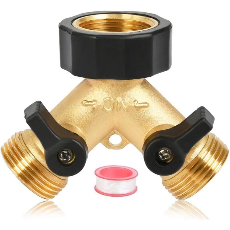Y-verteiler Für Gartenschlauch - 2 Wege - 3/4 Zoll - Für Waschmaschine - Mit Individuellen Ein-/aus-ventilen - Wasserhahnadapter Für Den Garten (220×140×30mm)