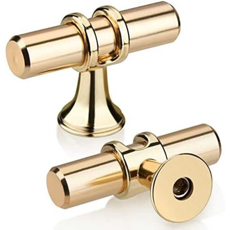 (50×12×35) 10er-pack Goldene T-griff Schubladenknöpfe, Moderne Elegante Goldene Möbelgriffe Aus Zinklegierung Mit Einzelloch, Türgriffe Für Schränke In Küche, Bad, Schlafzimmer, Büro, Inklusive Schrau