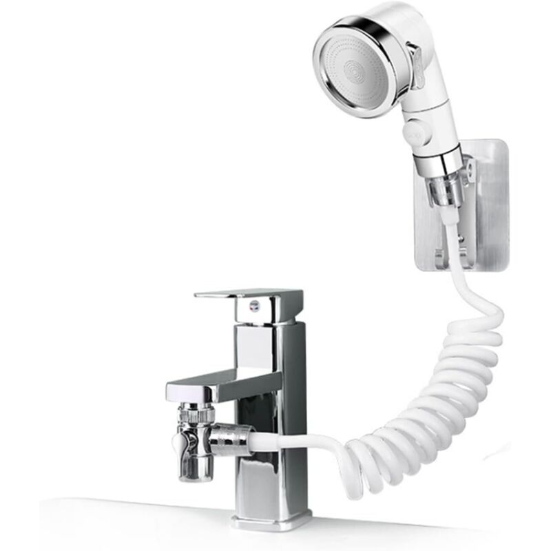 Ensemble Pommeau Douche Für Waschbecken, Badezimmer-handbrause, Teleskopischer Schlauch, Perfekt Zum Haare Waschen Oder Waschbecken Reinigen (wasserhahn Nicht Enthalten) (silber)