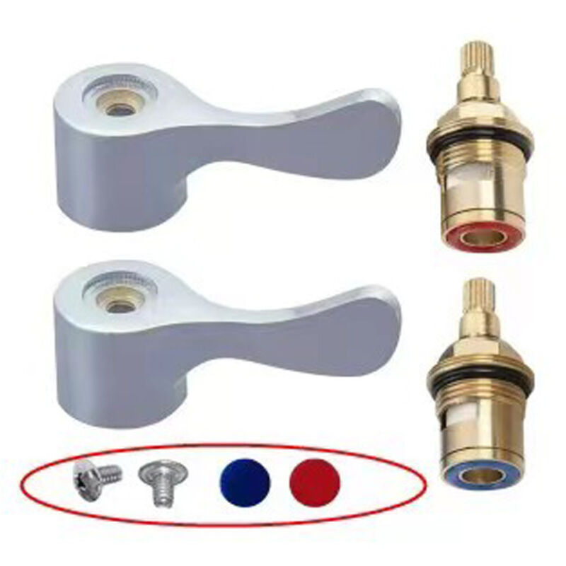 4er-set Keramik-ventilköpfe – 1/2-zoll-g1/2-kartusche – 20 Rasten – Metallhebel Für Warm- Und Kaltwasserhähne