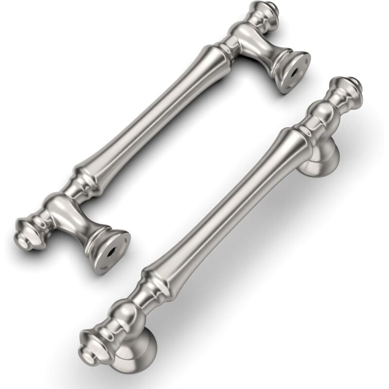 6 Stück Möbelgriffe Für Küche, Gebürsteter Stahl 96mm, Zinklegierung Silber, Möbelgriffe Mit Schrauben, Für Büros, Schubladen, Schränke, Kleiderschrank