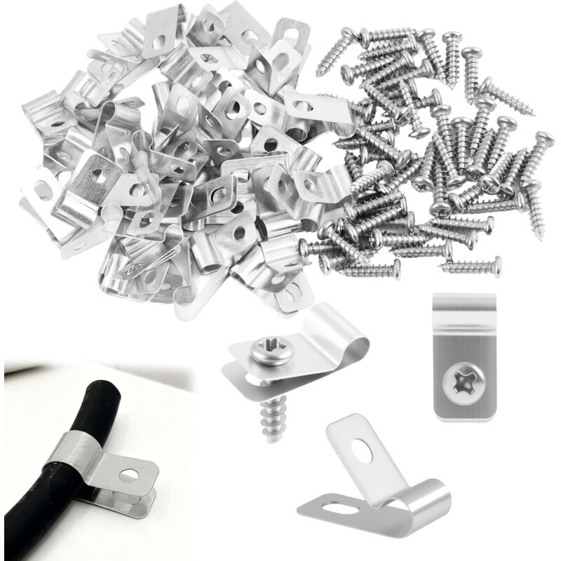 19x10 Mm 100 Stück Edelstahl-zaunbefestigungsklammern, Starre Drahtgitter-befestigungen Mit Schrauben Zur Wandmontage Von Starrem Drahtgitter An Pfosten, Befestigungsklammern Für