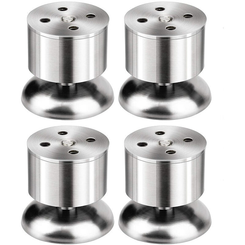 Satz Von 4 Verstellbaren Möbelfüßen, Edelstahltischfüße Mit Gummipads - 6 Cm