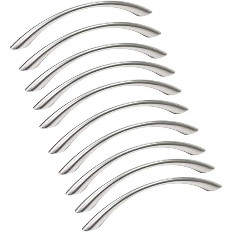 10er Set Möbelgriffe Küchenschrankgriffe Edelstahl - Türgriffe Küche Gebürstetes Nickel Aus Edelstahl Lochabstand 128mm