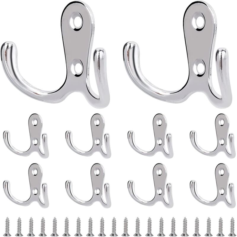 Vintage Häkelarbeit Doppelhäkeln Aus Metall, Retro Wandgarderobe Mit Schrauben Für Hüte, Handtücher, Badezimmer, Küche, Schlafzimmer, Silber, 10 Stück