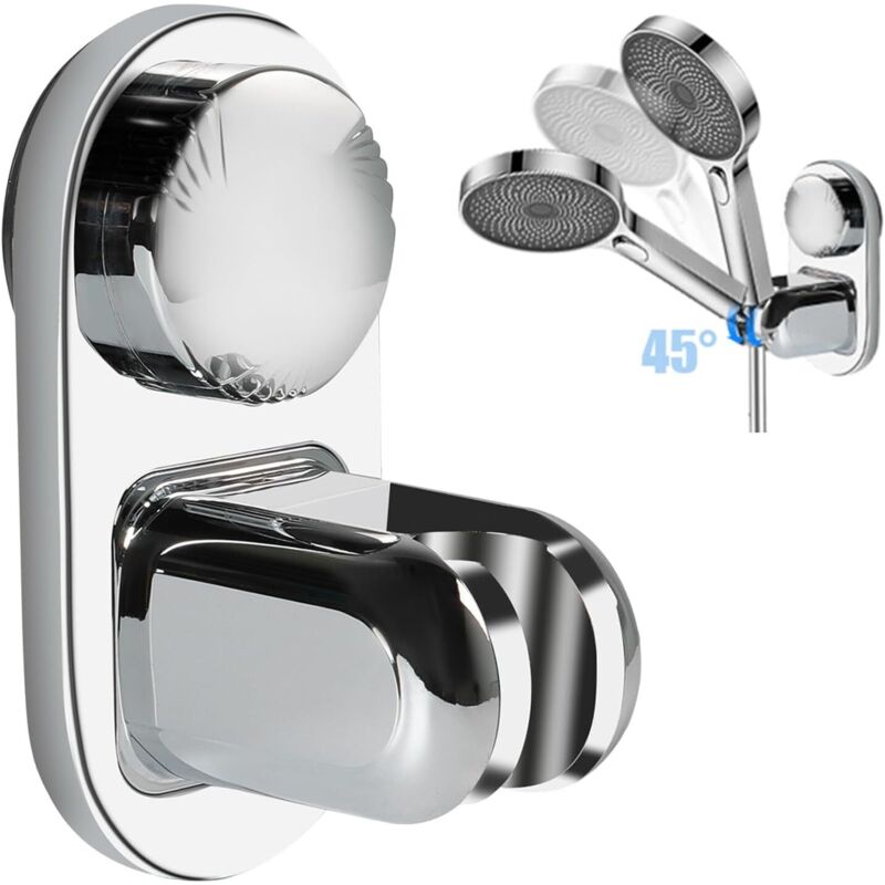 Duschhalterung, Verstellbarer Saugnapf-wandhalter Aus Abs, Chromfarben, Universell, Abnehmbar, Handduschkopf-halter, Ersetzbar Für Badezimmer, Silber