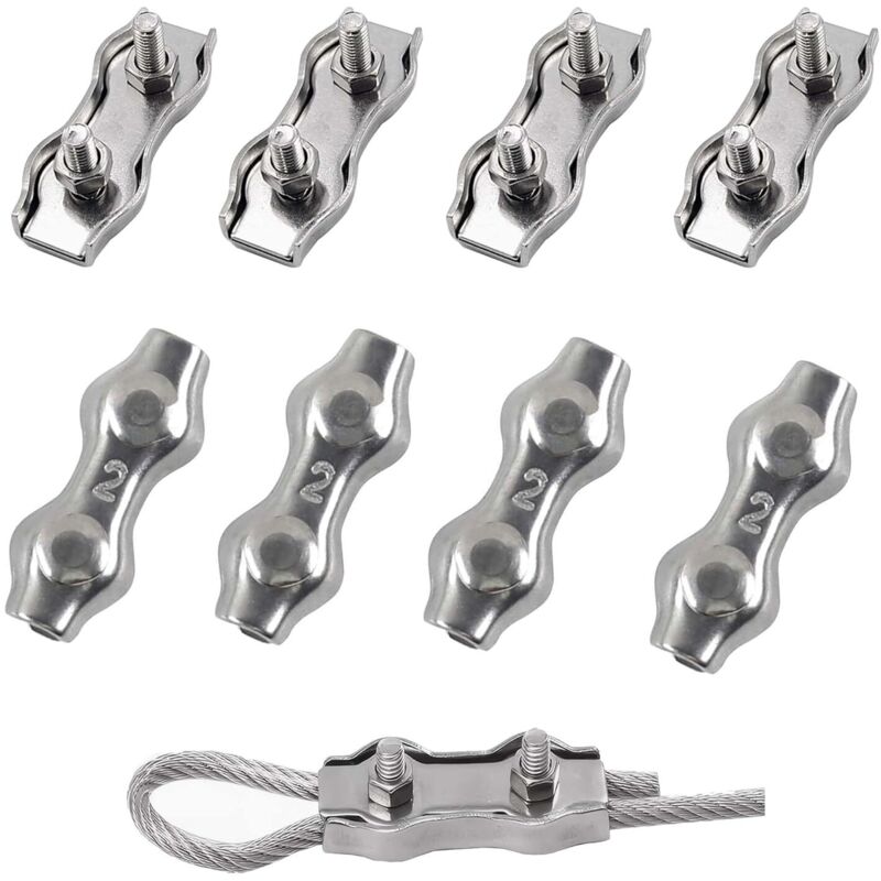 Klemme Für Stahlseil M2, Klemme Aus Edelstahl 304, Doppelklemme, Seilklemme, Seilklemme Für Baustellen Und Schiffe, Wäscheleinen, Vordächer, Für Kabel