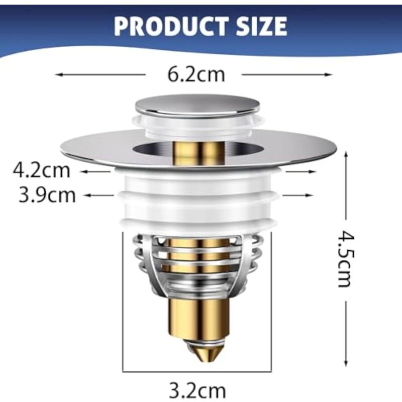 Bonde De Lavabo 2 Stück, 32-42mm Universal Waschbeckenstöpsel, Beschleunigt Den Abfluss Ohne Verstopfung, Badewannenstöpsel Für Küche Und Waschbecken