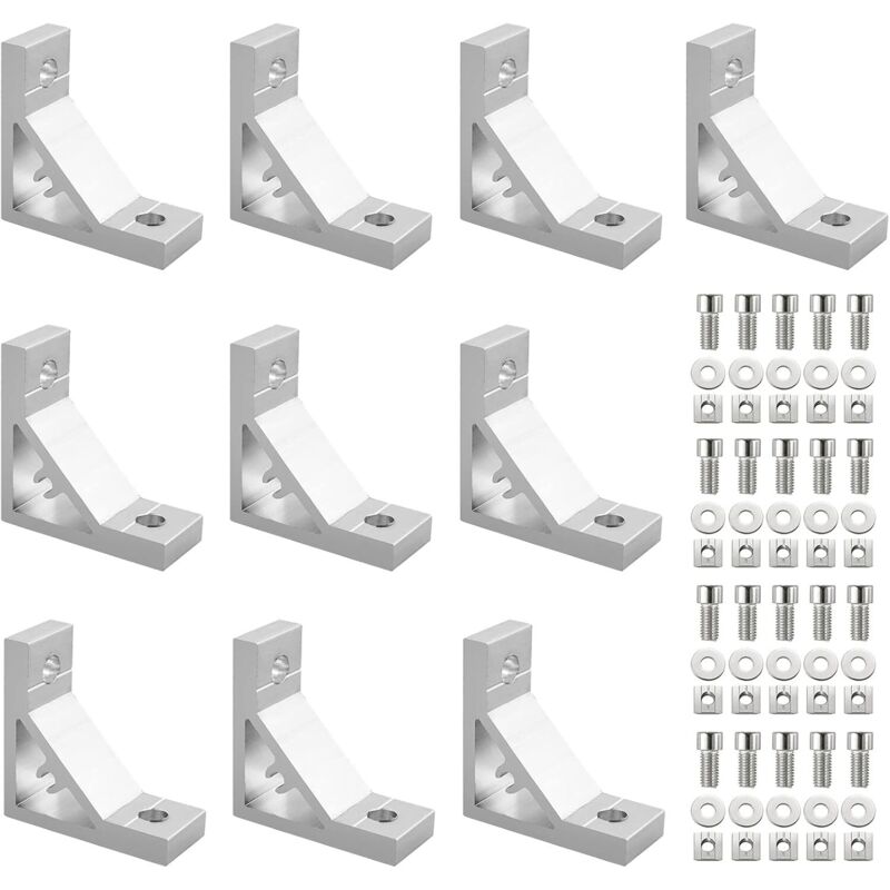 Kamtop Befestigungswinkel, 10 Stück 3030 Rechtwinkliger Eckverbinder, 90° Kleine Aluminium-eckwinkel Mit Abstandshaltern Und Schrauben