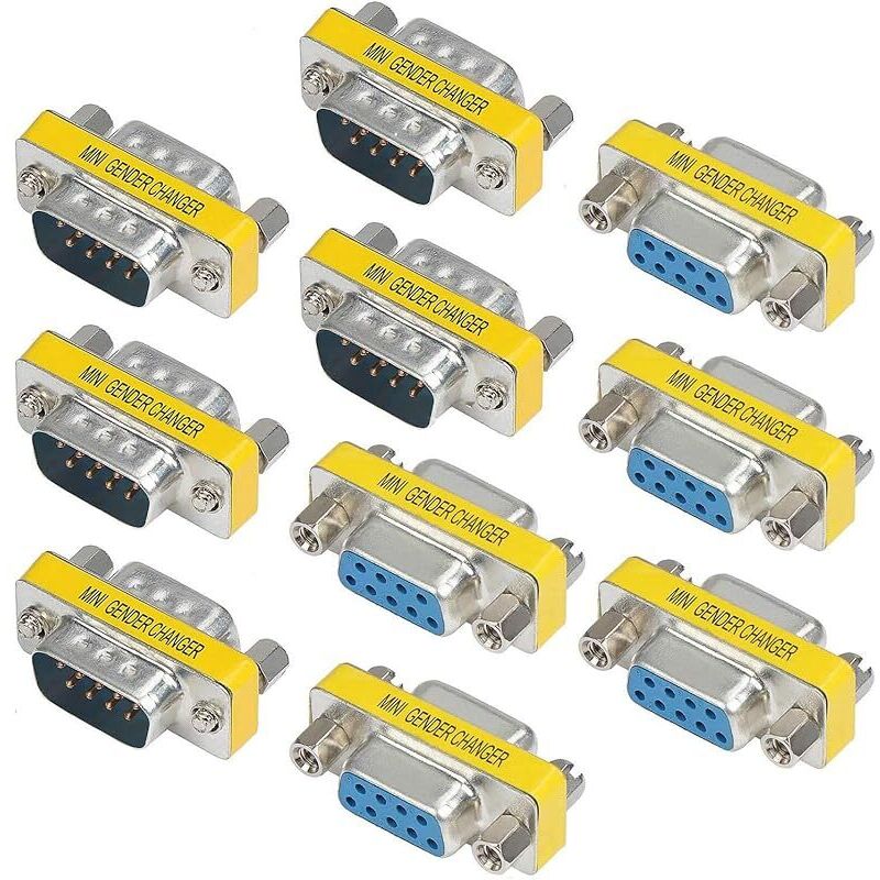 10 Stück 9-polige Rs-232 Db9 Stecker-auf-stecker/buchse-auf-buchse Seriellkabel Geschlechtswandler Kupplungsadapter