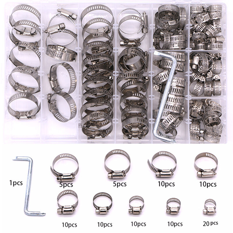 91 Stück/8-38 Mm, Einstellbare Schlauchklemmen, Schlauchschellen, Edelstahl-schlauchklemmen, Rohrklemmen Für Automobilrohre, Pool