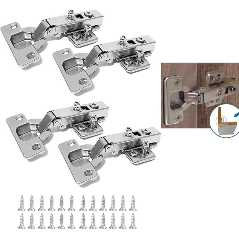 4 Stück Möbelscharniere Mit Soft-close-funktion, 110 Grad Überlappung, Scharniere Für Schranktüren Mit Dämpfer Und Schrauben, 35 Mm Automatische Möbelscharniere Für Schränke Und Küchenschränke