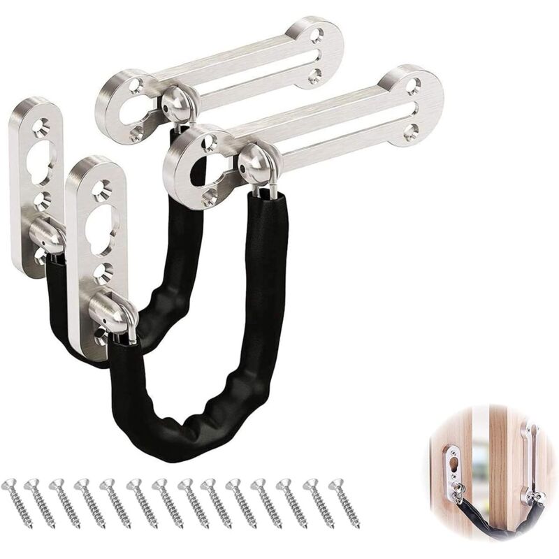 Sicherheitsketten Für Türen, Rostfreie Stahl-diebstahlsicherungskette Mit Verriegelung, Türwächter-kette, Riegel-türkette, Sicherheitsverschluss Für Zuhause, Hotel Und Apartment, 2 Stück