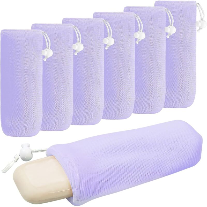 5er-set Seifensäckchen Aus Netzstoff Für Seifenstücke, Exfolierender, Schäumender Und Trocknender Seifenspender Für Die Dusche (lila)