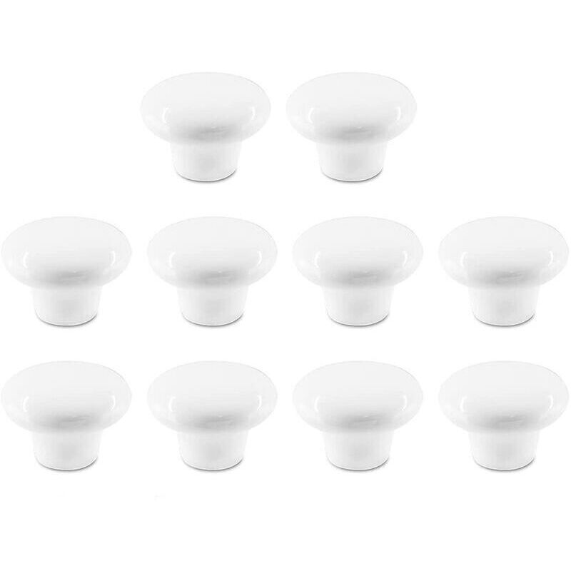 10x Weiße Keramik-möbelgriff Rund Einloch Schrankknöpfe Minimalistischer Stil Mit Schrauben