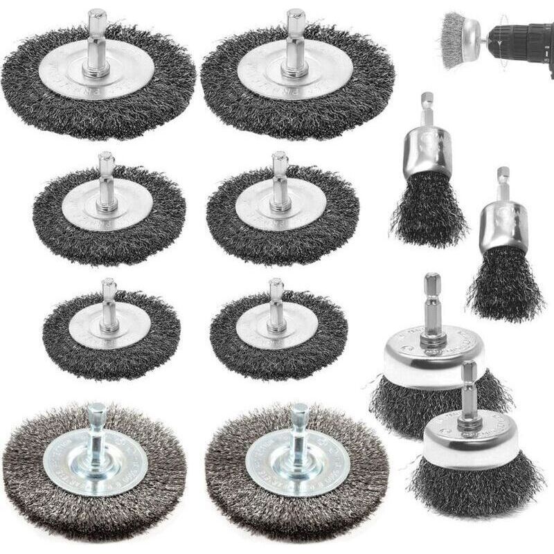 12 Metallbürsten Für Bohrmaschine, 6mm Edelstahl-drahtbürste Mit Sechskantschaft, Eisenbürste Für Winkelschleifer, Zur Entfernung Von