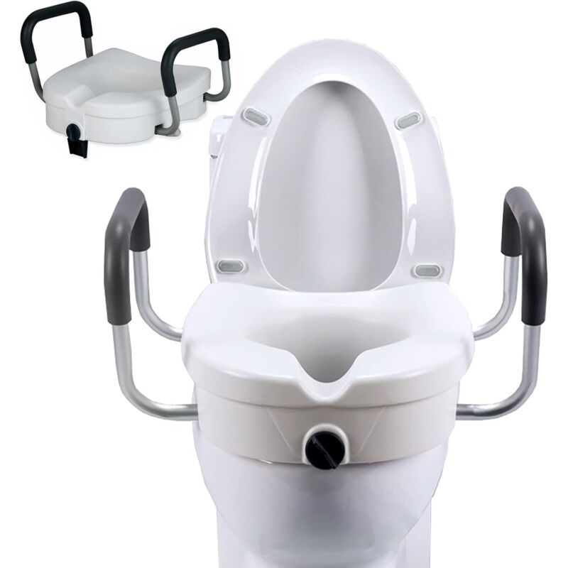 Erhöhter Toilettensitz 40 Cm – Gepolsterte, Rutschfeste Armlehnen – Maximale Belastung 136 Kg – Einfache Und Ergonomische Installation