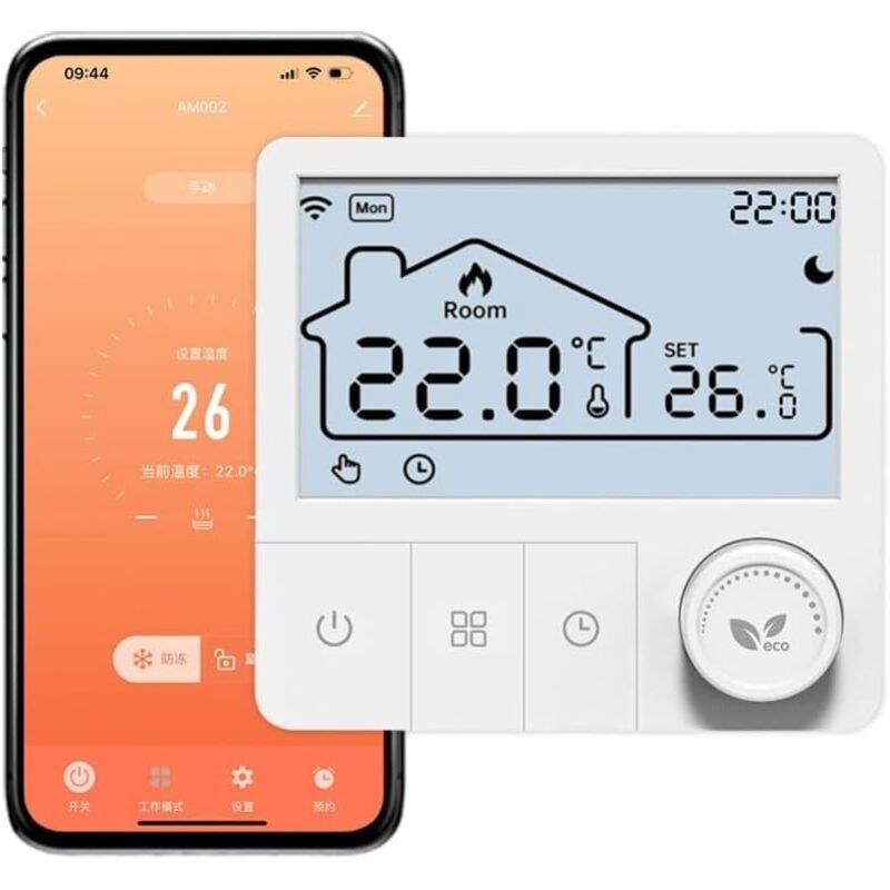 Intelligenter Wifi-kesselthermostat, Kompatibel Mit Sprachassistenten Und Fernsteuerung Über Die Fortuya-app, Unterstützt Manuelle Und Automatische Modi Mit Zeitplan
