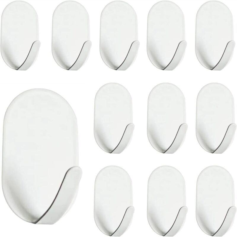 10 Stück Klebehaken, Weiß, Selbstklebende Wandhaken Für Badezimmer, Rostfreie Klebehaken Ohne Bohren, Selbstklebende Wandhaken (weiß)