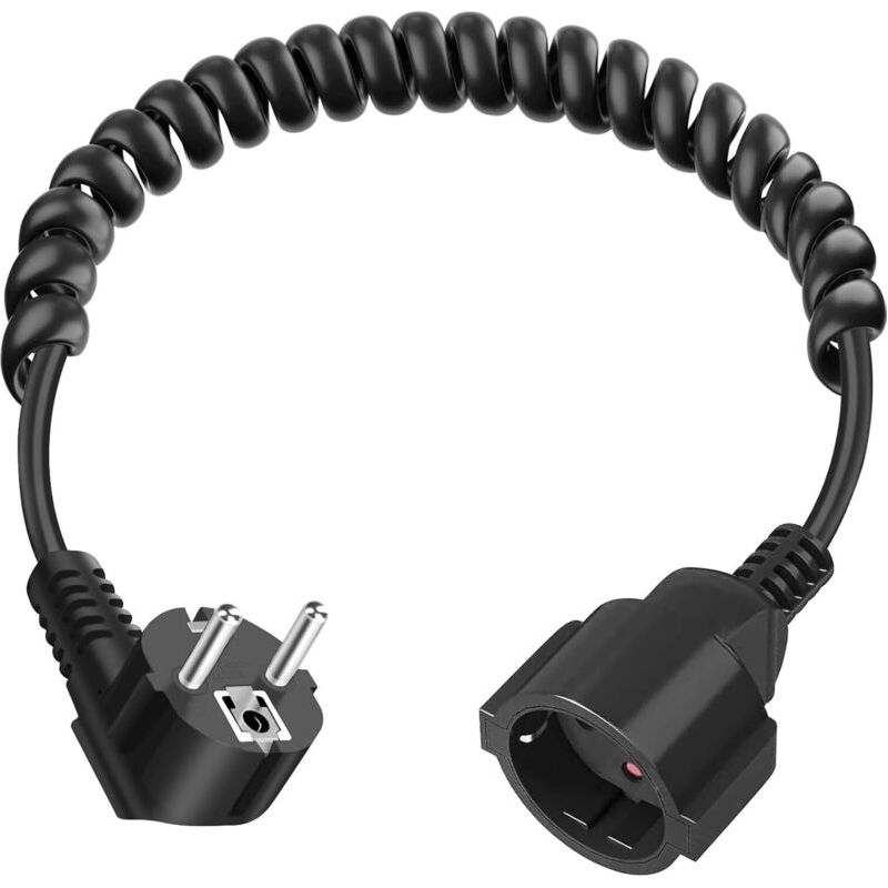Schuko-verlängerungskabel 3 X 1,0 Mm², Spiralverlängerung Mit Schutzkontakt, Spiralförmiges Schutzkontakt-verlängerungskabel, Dehnbar Von 0,6 M Bis Max. 2 M, Ip20-verlängerungskabel